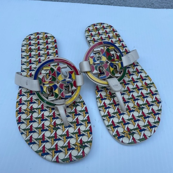 Tory Burch tory ENAMEL MILLER SOFT SANDAL in Basket Weave Combo - Picture 3 of 9